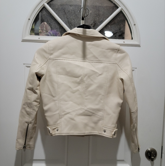 Girls Faux Leather Motto Jacket School Washable Size S - Picture 2 of 4